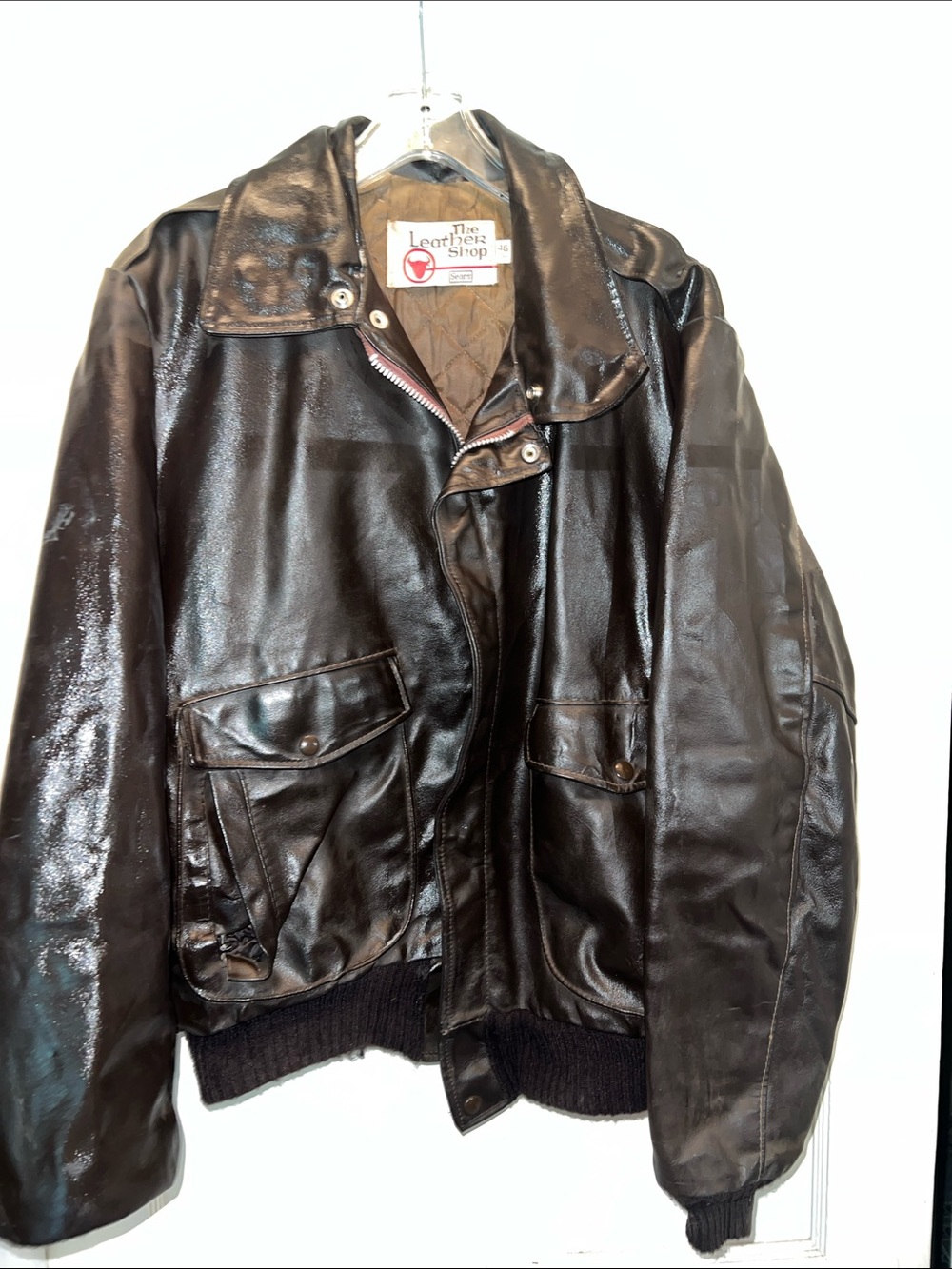 Vintage Sears The leather shop bomber brown leather jacket